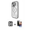 MARSİLYAN™- iPhone 15 Pro Max Kılıf Kıvılcım Modern Koleksiyonu - Siyah 3D Antistatik Mat Seramik Nano Ekran Koruyucu + PVD Metal Kamera Lens - LT