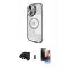 MARSİLYAN™- iPhone 15 Pro Max Kılıf Kıvılcım Modern Koleksiyonu - Siyah 3D Antistatik Mat Seramik Nano Ekran Koruyucu + Raze Metal Kamera Lens - SH