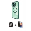 MARSİLYAN™- iPhone 15 Pro Max Kılıf Kıvılcım Modern Koleksiyonu - Siyah 3D Antistatik Mat Seramik Nano Ekran Koruyucu + PVD Metal Kamera Lens - TU
