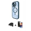 MARSİLYAN™- iPhone 15 Pro Max Kılıf Kıvılcım Modern Koleksiyonu - Siyah 3D Antistatik Mat Seramik Nano Ekran Koruyucu + Raze Metal Kamera Lens - GS