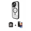 MARSİLYAN™- iPhone 15 Pro Max Kılıf Kıvılcım Modern Koleksiyonu - Siyah 3D Antistatik Mat Seramik Nano Ekran Koruyucu + PVD Metal Kamera Lens - TU