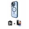 MARSİLYAN™- iPhone 15 Pro Max Kılıf Kıvılcım Modern Koleksiyonu - Siyah 3D Antistatik Mat Seramik Nano Ekran Koruyucu + PVD Metal Kamera Lens - TU