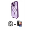 MARSİLYAN™- iPhone 15 Pro Max Kılıf Kıvılcım Modern Koleksiyonu - Siyah 3D Antistatik Mat Seramik Nano Ekran Koruyucu + Gümüş PVD Metal Kamera Lens