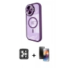 MARSİLYAN™- iPhone 15 Pro Max Kılıf Kıvılcım Modern Koleksiyonu - Siyah 3D Antistatik Mat Seramik Nano Ekran Koruyucu + PVD Metal Kamera Lens - GI