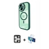 MARSİLYAN™- iPhone 15 Pro Max Kılıf Kıvılcım Modern Koleksiyonu - Siyah 3D Antistatik Seramik Nano Ekran Koruyucu + PVD Metal Kamera Lens - GS