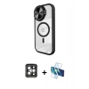 MARSİLYAN™- iPhone 15 Pro Max Kılıf Kıvılcım Modern Koleksiyonu - Siyah 3D Antistatik Seramik Nano Ekran Koruyucu + PVD Metal Kamera Lens - GI