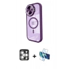 MARSİLYAN™- iPhone 15 Pro Max Kılıf Kıvılcım Modern Koleksiyonu - Siyah 3D Antistatik Seramik Nano Ekran Koruyucu + PVD Metal Kamera Lens - GS