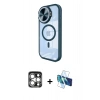 MARSİLYAN™- iPhone 15 Pro Max Kılıf Kıvılcım Modern Koleksiyonu - Siyah 3D Antistatik Seramik Nano Ekran Koruyucu + PVD Metal Kamera Lens - GS