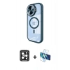 MARSİLYAN™- iPhone 15 Pro Max Kılıf Kıvılcım Modern Koleksiyonu - Siyah 3D Antistatik Seramik Nano Ekran Koruyucu + PVD Metal Kamera Lens - SH