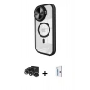 MARSİLYAN™- iPhone 15 Pro Max Kılıf Kıvılcım Modern Koleksiyonu - Siyah Bilvis 0.18mm Plus Cam Ekran Koruyucu + Raze Metal Kamera Lens - GS