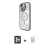 MARSİLYAN™- iPhone 15 Pro Max Kılıf Kıvılcım Modern Koleksiyonu - Siyah Bilvis 0.18mm Plus Cam Ekran Koruyucu + PVD Metal Kamera Lens - GI