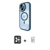MARSİLYAN™- iPhone 15 Pro Max Kılıf Kıvılcım Modern Koleksiyonu - Siyah Bilvis 0.18mm Plus Cam Ekran Koruyucu + Siyah PVD Metal Kamera Lens