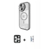 MARSİLYAN™- iPhone 15 Pro Max Kılıf Kıvılcım Modern Koleksiyonu - Siyah Bilvis 0.18mm Plus Cam Ekran Koruyucu + PVD Metal Kamera Lens - LT