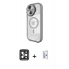 MARSİLYAN™- iPhone 15 Pro Max Kılıf Kıvılcım Modern Koleksiyonu - Siyah Bilvis 0.18mm Plus Cam Ekran Koruyucu + Siyah PVD Metal Kamera Lens