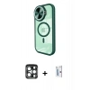 MARSİLYAN™- iPhone 15 Pro Max Kılıf Kıvılcım Modern Koleksiyonu - Siyah Bilvis 0.18mm Plus Cam Ekran Koruyucu + PVD Metal Kamera Lens - LT