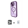 MARSİLYAN™- iPhone 15 Pro Max Kılıf Kıvılcım Modern Koleksiyonu - Siyah Bilvis 0.18mm Plus Cam Ekran Koruyucu + PVD Metal Kamera Lens - LT