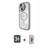MARSİLYAN™- iPhone 15 Pro Max Kılıf Kıvılcım Modern Koleksiyonu - Siyah Bilvis 3D Cam Ekran Koruyucu + PVD Metal Kamera Lens - GI
