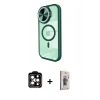 MARSİLYAN™- iPhone 15 Pro Max Kılıf Kıvılcım Modern Koleksiyonu - Siyah Bilvis 3D Cam Ekran Koruyucu + PVD Metal Kamera Lens - TU