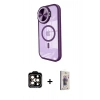 MARSİLYAN™- iPhone 15 Pro Max Kılıf Kıvılcım Modern Koleksiyonu - Siyah Bilvis 3D Cam Ekran Koruyucu + PVD Metal Kamera Lens - TU