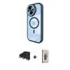 MARSİLYAN™- iPhone 15 Pro Max Kılıf Kıvılcım Modern Koleksiyonu - Siyah Bilvis 3D Cam Ekran Koruyucu + Raze Metal Kamera Lens - LT