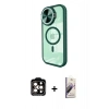MARSİLYAN™- iPhone 15 Pro Max Kılıf Kıvılcım Modern Koleksiyonu - Siyah Bilvis 3D Mat Cam Ekran Koruyucu + PVD Metal Kamera Lens - TU