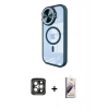 MARSİLYAN™- iPhone 15 Pro Max Kılıf Kıvılcım Modern Koleksiyonu - Siyah Bilvis 3D Mat Cam Ekran Koruyucu + PVD Metal Kamera Lens - GI