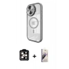 MARSİLYAN™- iPhone 15 Pro Max Kılıf Kıvılcım Modern Koleksiyonu - Siyah Bilvis 3D Mat Cam Ekran Koruyucu + PVD Metal Kamera Lens - TU