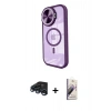 MARSİLYAN™- iPhone 15 Pro Max Kılıf Kıvılcım Modern Koleksiyonu - Siyah Bilvis 3D Mat Cam Ekran Koruyucu + Lacivert Raze Metal Kamera Lens