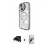 MARSİLYAN™- iPhone 15 Pro Max Kılıf Kıvılcım Modern Koleksiyonu - Siyah Bilvis 3D Mat Cam Ekran Koruyucu + Lacivert Raze Metal Kamera Lens