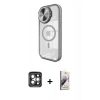 MARSİLYAN™- iPhone 15 Pro Max Kılıf Kıvılcım Modern Koleksiyonu - Siyah Bilvis 3D Mat Cam Ekran Koruyucu + PVD Metal Kamera Lens - GI