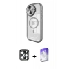 MARSİLYAN™- iPhone 15 Pro Max Kılıf Kıvılcım Modern Koleksiyonu - Siyah Bilvis 5in1 3D Magic Cam Ekran Koruyucu + PVD Metal Kamera Lens - LT