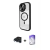 MARSİLYAN™- iPhone 15 Pro Max Kılıf Kıvılcım Modern Koleksiyonu - Siyah Bilvis 5in1 3D Magic Cam Ekran Koruyucu + Raze Metal Kamera Lens - LT
