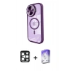 MARSİLYAN™- iPhone 15 Pro Max Kılıf Kıvılcım Modern Koleksiyonu - Siyah Bilvis 5in1 3D Magic Cam Ekran Koruyucu + PVD Metal Kamera Lens - LT