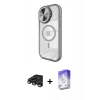 MARSİLYAN™- iPhone 15 Pro Max Kılıf Kıvılcım Modern Koleksiyonu - Siyah Bilvis 5in1 3D Magic Cam Ekran Koruyucu + Raze Metal Kamera Lens - TMGI