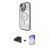 MARSİLYAN™- iPhone 15 Pro Max Kılıf Kıvılcım Modern Koleksiyonu - Siyah Bilvis 5in1 3D Magic Cam Ekran Koruyucu + Gümüş Raze Metal Kamera Lens