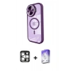 MARSİLYAN™- iPhone 15 Pro Max Kılıf Kıvılcım Modern Koleksiyonu - Siyah Bilvis 5in1 3D Magic Cam Ekran Koruyucu + PVD Metal Kamera Lens - GS