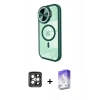 MARSİLYAN™- iPhone 15 Pro Max Kılıf Kıvılcım Modern Koleksiyonu - Siyah Bilvis 5in1 3D Magic Cam Ekran Koruyucu + Gri PVD Metal Kamera Lens