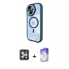 MARSİLYAN™- iPhone 15 Pro Max Kılıf Kıvılcım Modern Koleksiyonu - Siyah Bilvis 5in1 3D Magic Cam Ekran Koruyucu + Gri PVD Metal Kamera Lens