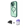 MARSİLYAN™- iPhone 15 Pro Max Kılıf Kıvılcım Modern Koleksiyonu - Siyah Bilvis 5in1 3D Magic Cam Ekran Koruyucu + Gümüş Raze Metal Kamera Lens