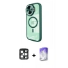 MARSİLYAN™- iPhone 15 Pro Max Kılıf Kıvılcım Modern Koleksiyonu - Siyah Bilvis 5in1 3D Magic Cam Ekran Koruyucu + PVD Metal Kamera Lens - LT
