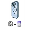 MARSİLYAN™- iPhone 15 Pro Max Kılıf Kıvılcım Modern Koleksiyonu - Siyah Bilvis 5in1 3D Magic Cam Ekran Koruyucu + PVD Metal Kamera Lens - GS