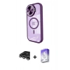 MARSİLYAN™- iPhone 15 Pro Max Kılıf Kıvılcım Modern Koleksiyonu - Siyah Bilvis 5in1 3D Magic Cam Ekran Koruyucu + Gümüş Raze Metal Kamera Lens
