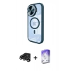 MARSİLYAN™- iPhone 15 Pro Max Kılıf Kıvılcım Modern Koleksiyonu - Siyah Bilvis 5in1 3D Magic Cam Ekran Koruyucu + Raze Metal Kamera Lens - TMGI