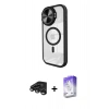 MARSİLYAN™- iPhone 15 Pro Max Kılıf Kıvılcım Modern Koleksiyonu - Siyah Bilvis 5in1 3D Magic Cam Ekran Koruyucu + Raze Metal Kamera Lens - TMGI