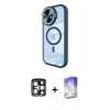 MARSİLYAN™- iPhone 15 Pro Max Kılıf Kıvılcım Modern Koleksiyonu - Siyah Bilvis 5in1 3D Magic Cam Ekran Koruyucu + PVD Metal Kamera Lens - LT