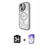 MARSİLYAN™- iPhone 15 Pro Max Kılıf Kıvılcım Modern Koleksiyonu - Siyah Bilvis 5in1 3D Magic Cam Ekran Koruyucu + PVD Metal Kamera Lens - TU