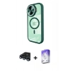 MARSİLYAN™- iPhone 15 Pro Max Kılıf Kıvılcım Modern Koleksiyonu - Siyah Bilvis 5in1 3D Magic Cam Ekran Koruyucu + Raze Metal Kamera Lens - LT