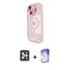 MARSİLYAN™- iPhone 15 Pro Max Kılıf Kıvılcım Modern Koleksiyonu - Siyah Bilvis 5in1 3D Magic Cam Ekran Koruyucu + Gri PVD Metal Kamera Lens