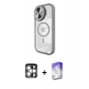 MARSİLYAN™- iPhone 15 Pro Max Kılıf Kıvılcım Modern Koleksiyonu - Siyah Bilvis 5in1 3D Magic Cam Ekran Koruyucu + PVD Metal Kamera Lens - GS