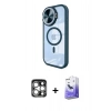 MARSİLYAN™- iPhone 15 Pro Max Kılıf Kıvılcım Modern Koleksiyonu - Siyah Bilvis 5in1 5D Magic Hayalet Cam Ekran Koruyucu + PVD Metal Kamera Lens - GS